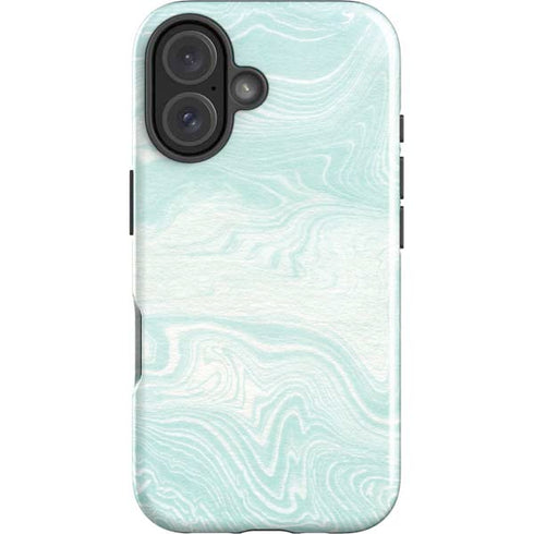 Marbleized Mint iPhone 16 Plus Impact Case